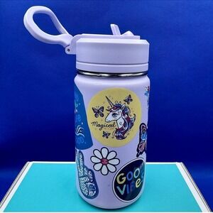 Life is Good Unicorn Mermaid 14oz Stainless Water Bottle Whimsical Summer Camp
